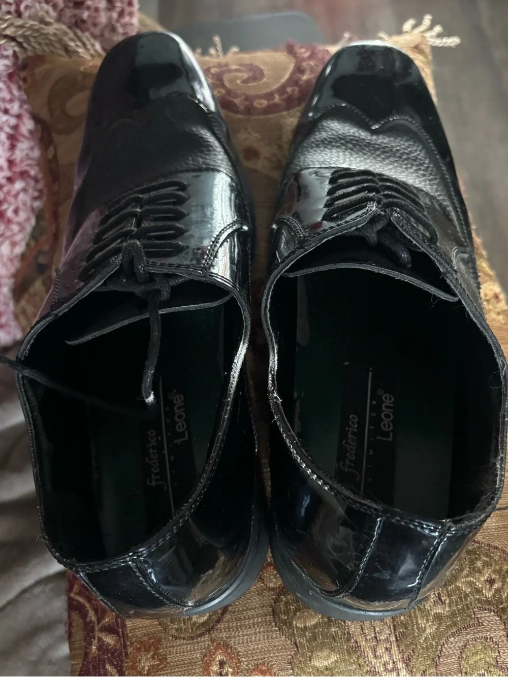Men's Black Wingtip Derby Oxfords - Polished Leather